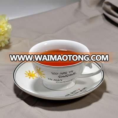 High quality pomotional white ceramic tea cup and saucer