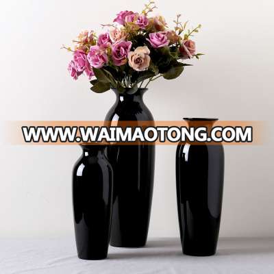 Gloss Black Modern ceramic Tall Floor Vases