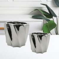 silver plating cheap ceramic flower pots and planter for home & garden