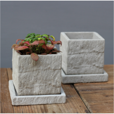 New design garden pots & planters, concrete square plant pot with drainage tray