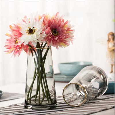 Modern Custom Wedding Centerpiece Colored Vase Crystal Glass,Nordic Hydroponic Clear Flower Glass Vase